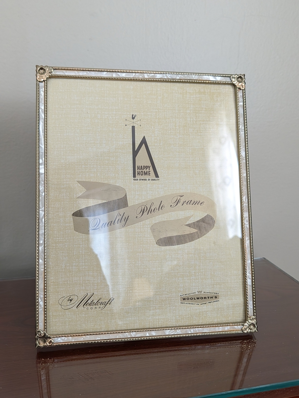 Vintage Inlayed Brass Metallic Picture Frame 8x10"